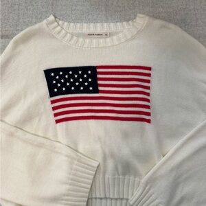 moon & madison Cream Sweater with Flag Design